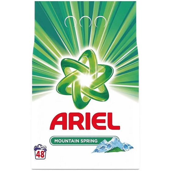 Ariel Mountain Spring prací prášek pro čisté a voňavé prádlo bez skvrn 48 dávek 3,6 kg