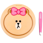 Line Friends Choco kompaktní zrcátko dvojité s pinzetou 5 cm
