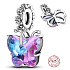 Charm Sterlingové stříbro 925 Kouzelný motýl ze skla Murano, přívěsek na náramek symbol