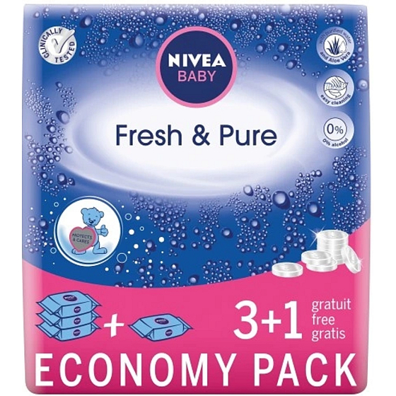 Nivea Baby Fresh & Pure čisticí ubrousky pro děti 4 x 63 kusů