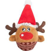 Trixie Xmas Reindeer vánoční plyšový míček sob, chrastící 6 x 12 cm