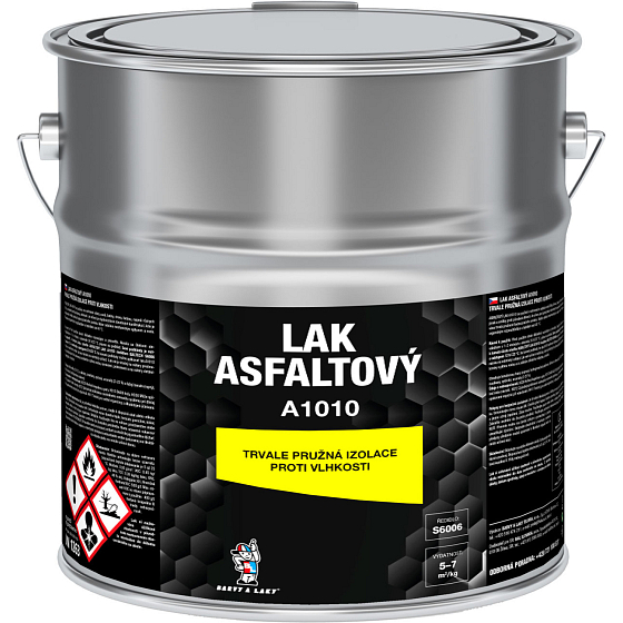 A1010 asfaltový lak izolační nátěr, černý, 9 kg