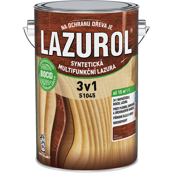 Lazurol 3v1 S1045 tenkovrstvá lazura na dřevo T022 palisandr 4 l