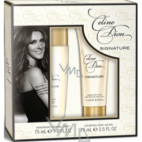 Celine Dion Signature parfémovaný deodorant sklo pro ženy 75 ml + tělové mléko 75 ml, kosmetická sada