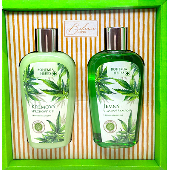 Bohemia Gifts Cannabis Konopný olej sprchový gel 250 ml + šampon na vlasy 250 ml, kosmetická sada