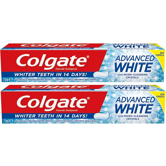 Colgate Advanced White zubní pasta 2 x 75 ml, duopack