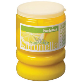 Bolsius Aromatic Citronela repelentní vonná svíčka proti komárům, v plastu, citronově žlutá 65 x 86 mm