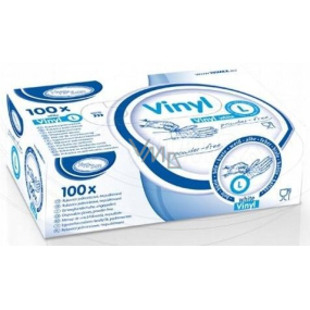 Wimex Rukavice hygienické jednorázové vinylové nepudrované bílé, velikost L, box 100 kusů