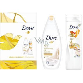 Dove Nourishing Secrets Nourishing Silk sprchový gel 250 ml + Oat Milk tělové mléko 250 ml, kosmetická sada