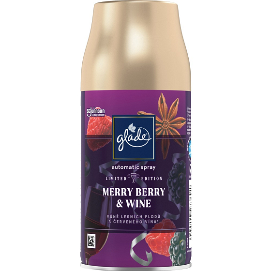 Glade Merry Berry & Wine automatický osvěžovač vzduchu s vůní lesních plodů a červeného vína náhradní náplň sprej 269 ml