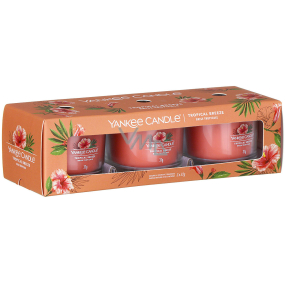 Yankee Candle Tropical Breeze - Tropický vánek vonná svíčka votivní ve skle 3 x 37 g, dárková sada