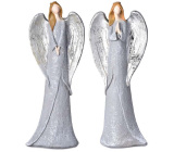 Anděl v šedých šatech se stříbrnými křídly polyresin 70 x 200 mm mix druhů