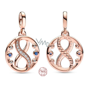 Charm Sterlingové stříbro 925 Symbol nekonečna rose - Mini medailon, přívěsek na náramek symbol