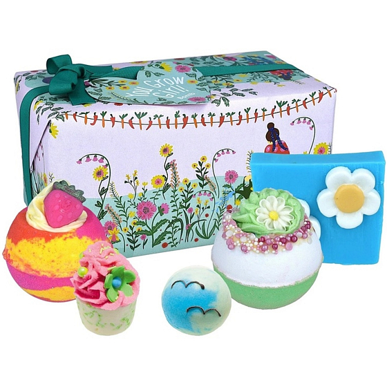 Bomb Cosmetics You Grow Girl koupelový máslový špalíček 50 g + koupelová máslová kulička 50 g + 2x koupelová šumivá koule 160 g + glycerinové mýdlo 100 g, kosmetická sada