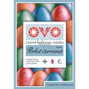 Ovo Efekt perleť červená 4 tekuté barvy + efekt gelový stříbrný třpyt + rukavice
