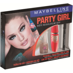 Maybelline Party Girl řasenka 10,4 ml + lak na nehty 7,5 ml + tužka na oči 2 g, kosmetická sada