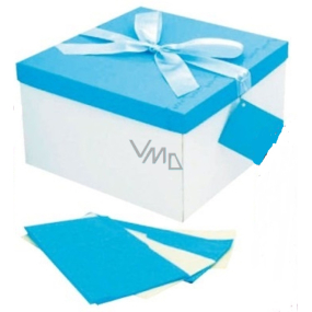 Anděl Dárková krabička skládací s mašlí celoroční bílo-modrá 22 x 22 x 13 cm