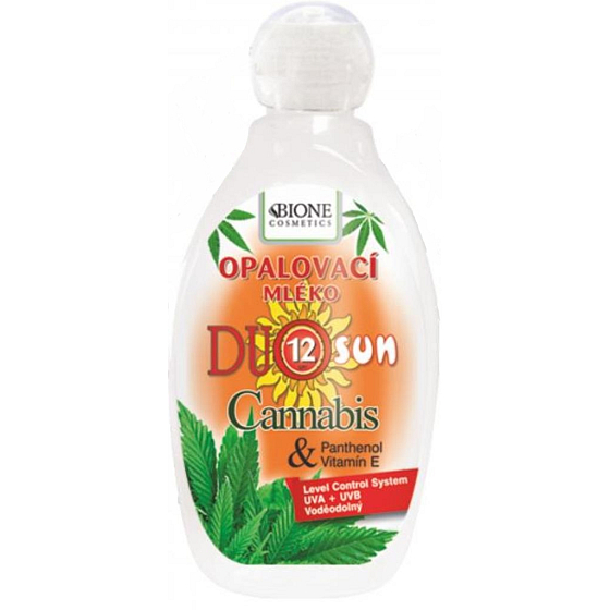 Bione Cosmetics Duo Sun Cannabis + Panthenol OF12 opalovací mléko 150 ml