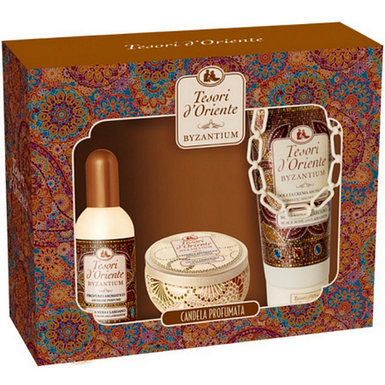 Tesori d Oriente Byzantium toaletní voda 100 ml + sprchový gel 250 ml + orientální svíčka 109 g, pro ženy dárková sada