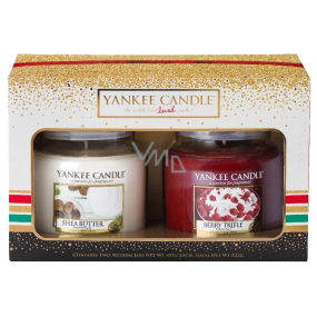 Yankee Candle Shea Butter - Bambucké máslo + Berry Trifle - Ovocný dezert s vanilkovým krémem vonná svíčka Classic střední sklo 2 x 411 g, vánoční dárková sada
