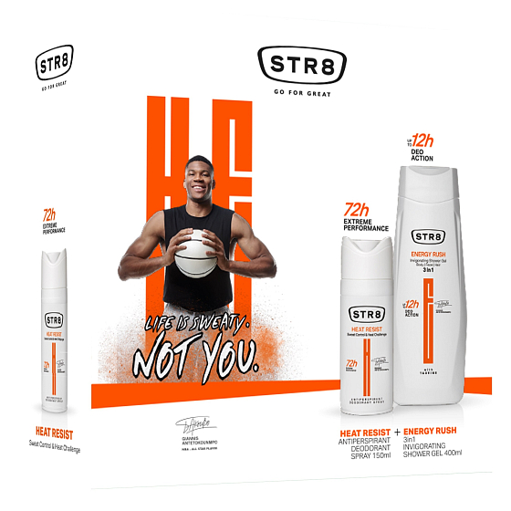 Str8 Energy Rush antiperspirant deodorant sprej pro muže 150 ml + sprchový gel 400 ml, kosmetická sada