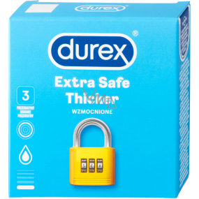 Durex Extra Safe Thicker latexový kondom, silnější, nominální šířka: 56 mm 3 kusy