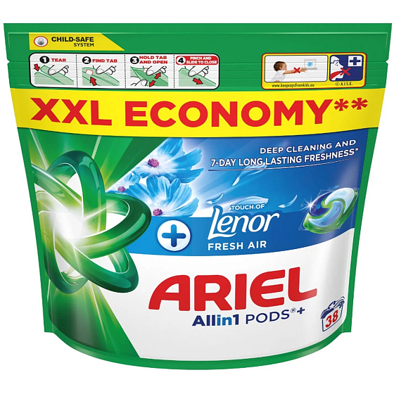 Ariel Plus Fresh Air gelové kapsle univerzální, 38 kusů