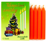 Romantické světlo Vánoční svíčky krabička hoření 90 minut oranžové 12 kusů