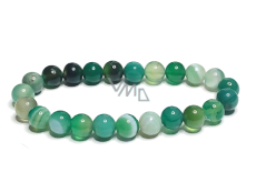 Achát zelený krajkový náramek elastický přírodní kámen, kulička 8 mm / 16 - 17 cm, symbolizuje element země