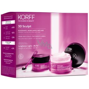 Korff 3D Sculpt krém na pleť a krk proti vráskám 50 ml + krém na rty 15 ml + masážní kulička, kosmetická sada pro ženy