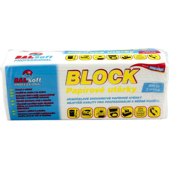 BALsoft Block 2vrstvé papírové utěrky, 200 ks