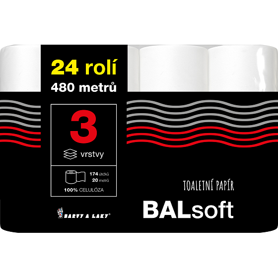 BALsoft 3vrstvý toaletní papír, 24 rolí, 20 m role