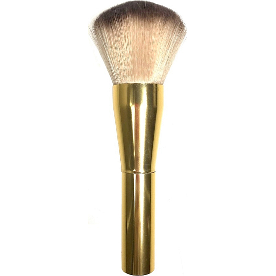 Kosmetický štětec se syntetickými štětinami na pudr zlatý 15,5 cm