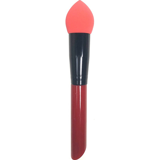 Kosmetický štětec s pěnovou houbičkou červeno-černá rukojeť 16 cm