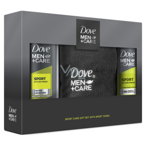Dove Men + Care Sport Active + Fresh sprchový gel 250 ml + antiperspirant deodorant sprej pro muže 150 ml + ručník, kosmetická sada