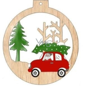Albi Dřevěná vyřezávaná vánoční ozdoba Auto 9,5 x 8,5 cm
