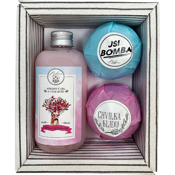 Bohemia Gifts Boho sprchový gel 250 ml + šumivá koule do koupele 2 x 100 g, kosmetická sada pro ženy