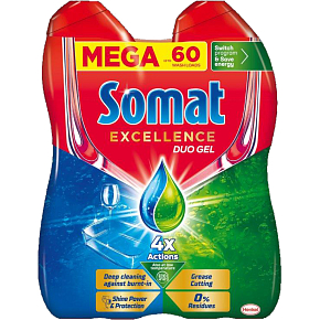 Somat Excellence Duo gel do myčky na mytí nádobí, 2× 540 ml, 60 dávek