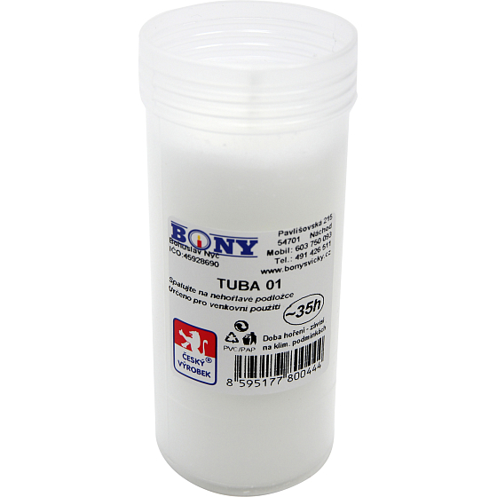 Bony svíčka hřbitovní, náhradní náplň 03, průměr 4,8 cm, výška 12 cm, hoření 35 h, 110 g