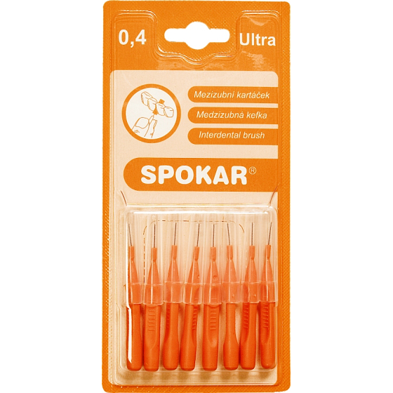 Spokar Ultra velikost 0,4 mm mezizubní kartáčky, držadlo, sada 8 kusů,