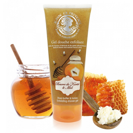 Jeanne en Provence Beurre de Karité & Miel Bambucké máslo a Med sprchový peelingový gel s delikátní vůní 200 ml