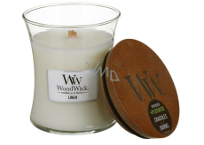 WoodWick Linen - Čistý len vonná svíčka s dřevěným knotem a víčkem sklo malá 85 g