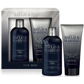 Baylis & Harding Men Limetka a Máta 2v1 šampon a sprchový gel 300 ml + sprchový gel 200 ml, kosmetická sada pro muže
