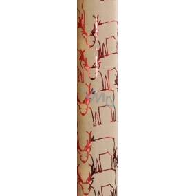 Zoewie Dárkový balicí papír 70 x 150 cm Vánoční Shining Moments přírodní s červenými soby obrazce