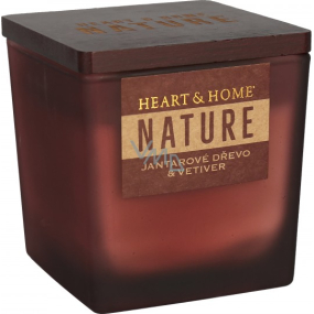 Heart & Home Nature Jantarové dřevo a vetiver vonná svíčka velká sklo, doba hoření až 40 hodin 210 g