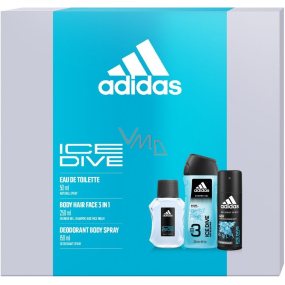 Adidas Ice Dive toaletní voda 50 ml + deodorant sprej 150 ml + sprchový gel 250 ml, dárková sada pro muže