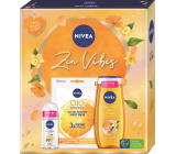 Nivea Zen Vibes Q10 Energy textilní pleťová maska 1 kus + Zen Vibes sprchový gel 250 ml + Zen Vibes kuličkový antiperspirant roll-on 50 ml, kosmetická sada pro ženy