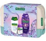 Palmolive Relaxing Massage Aroma Essence Ultimate Relax sprchový gel 250 ml + Anti-Stress antiperspirant roll-on 50 ml + Naturals Sensitive Skin Milk Proteins sprchový krém 250 ml + kosmetická taška, kosmetická sada pro ženy