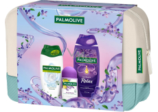 Palmolive Relaxing Massage Aroma Essence Ultimate Relax sprchový gel 250 ml + Anti-Stress antiperspirant roll-on 50 ml + Naturals Sensitive Skin Milk Proteins sprchový krém 250 ml + kosmetická taška, kosmetická sada pro ženy