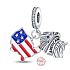 Charm Sterlingové stříbro 925 USA vlajka - houpající se mapa + symbol - orel, přívěsek na náramek cestování